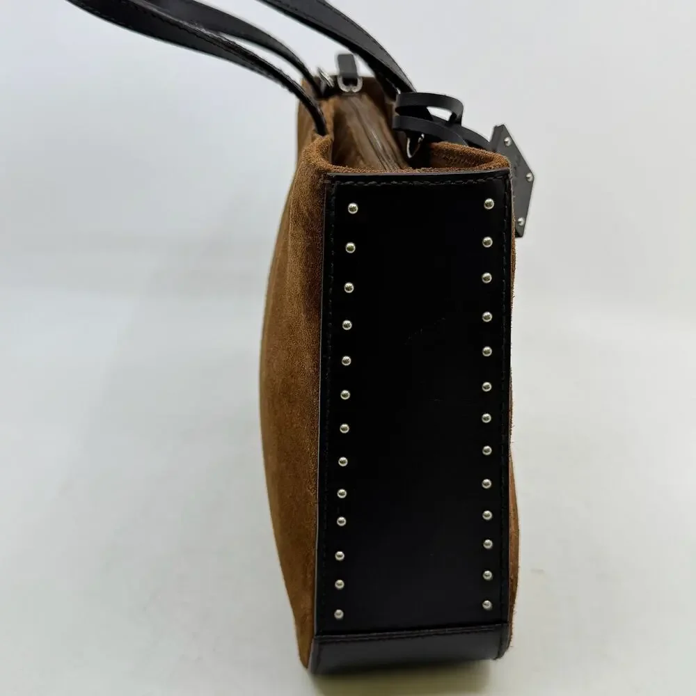 RALPH by Ralph Lauren Brown Suede Studded Mini Tote Handbag - Picture 5 of 9